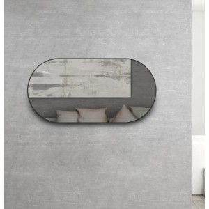 Noose Oval Matte Black Framed Mirror 1200*600*30